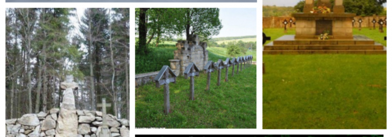 Koláž Jurkovičových hřbitovů v Haliči