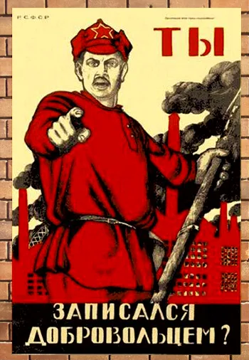 Náborový plakát Rudé armády používaný také v Turkestánu
