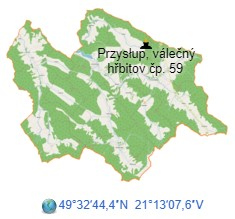 Mapka umístění vojenského hřbitova č. 59 v Przysłupi
