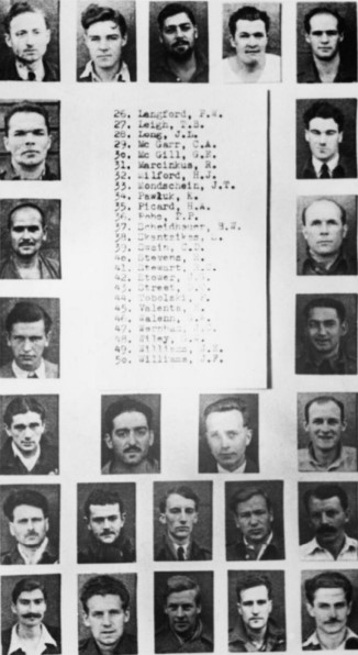 Tablo 50 letců, které gestapo zavraždilo po Velkém útěku ze Saganu v březnu 1944
